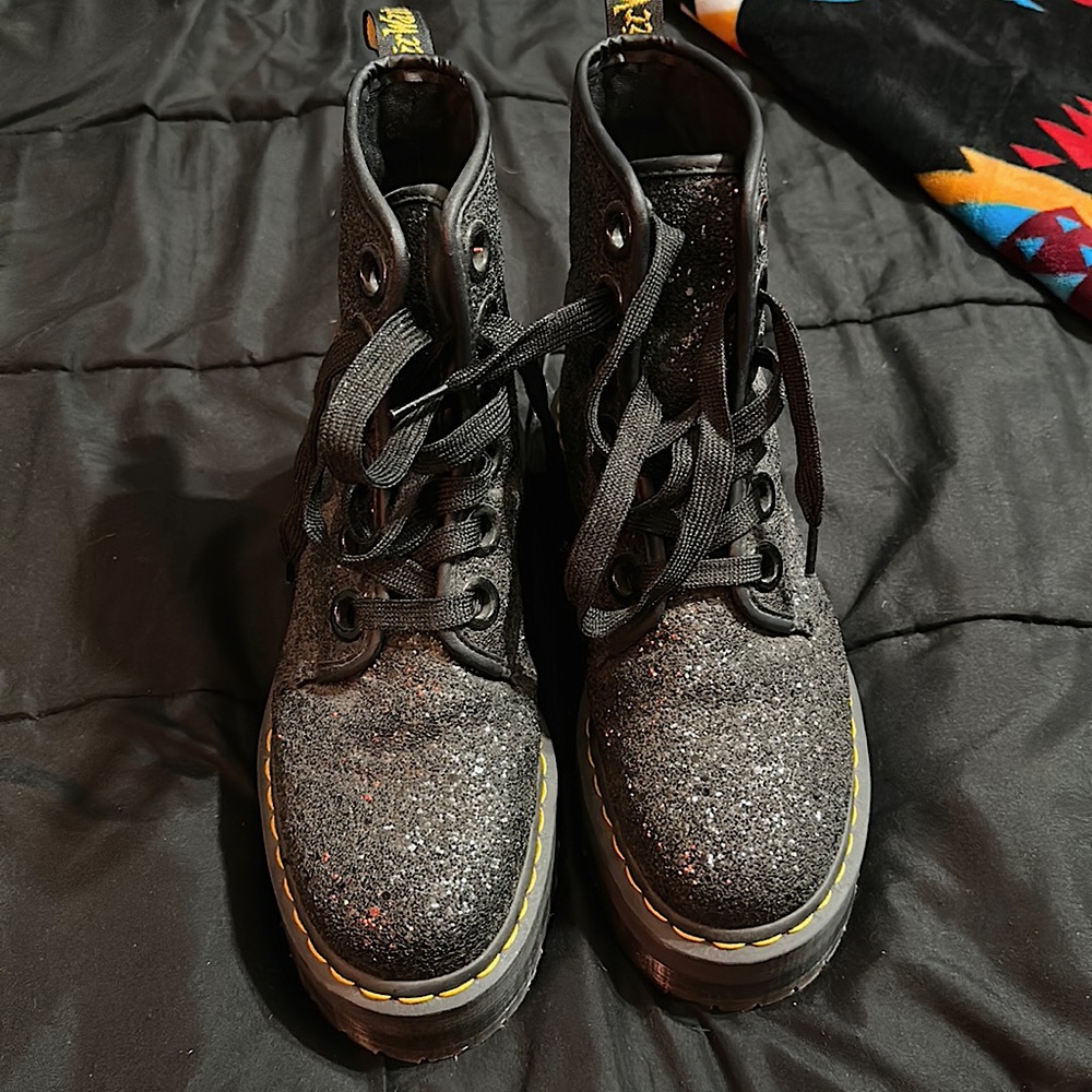 Doc Martens Black Chunky Glitter Size 8 Womens